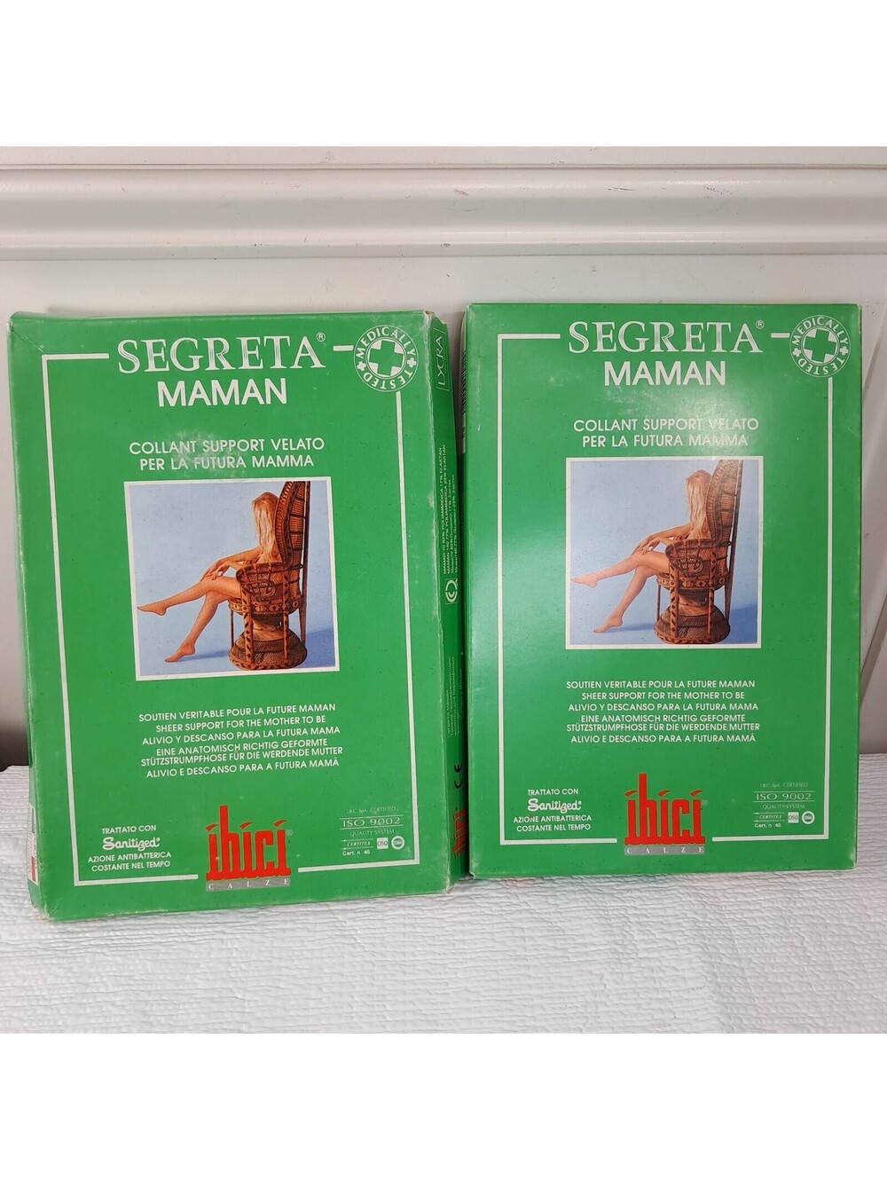 Ibici Segreta Maman set 2 sheer support maternity stockings size 3 navy blue